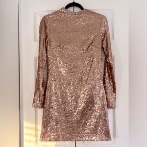 Calvin Klein Sequin Long Sleeve Mini Cocktail Dress